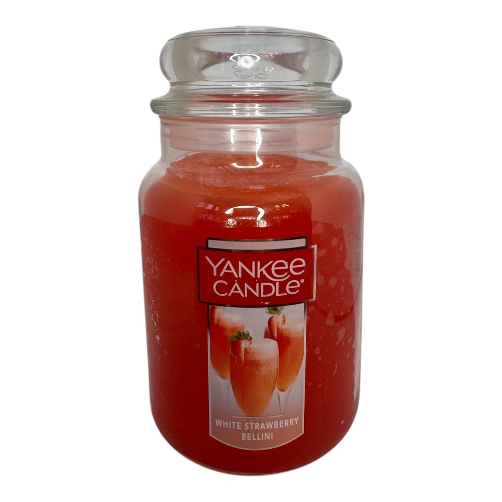 New--Yankee Candle Scented‎ White Strawberry Bellini Large 22oz-- 1 Wick